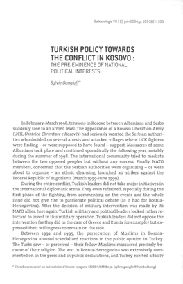 Balkanologie VIII (1), Juin 2004, P. 105-122 \ 105 TURKISH POLICY