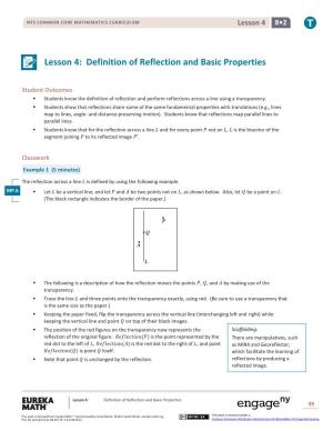 Lesson 4: Definition of Reflection and Basic Properties