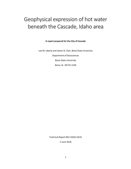 Geophysical Expression of Hot Water Beneath the Cascade, Idaho Area