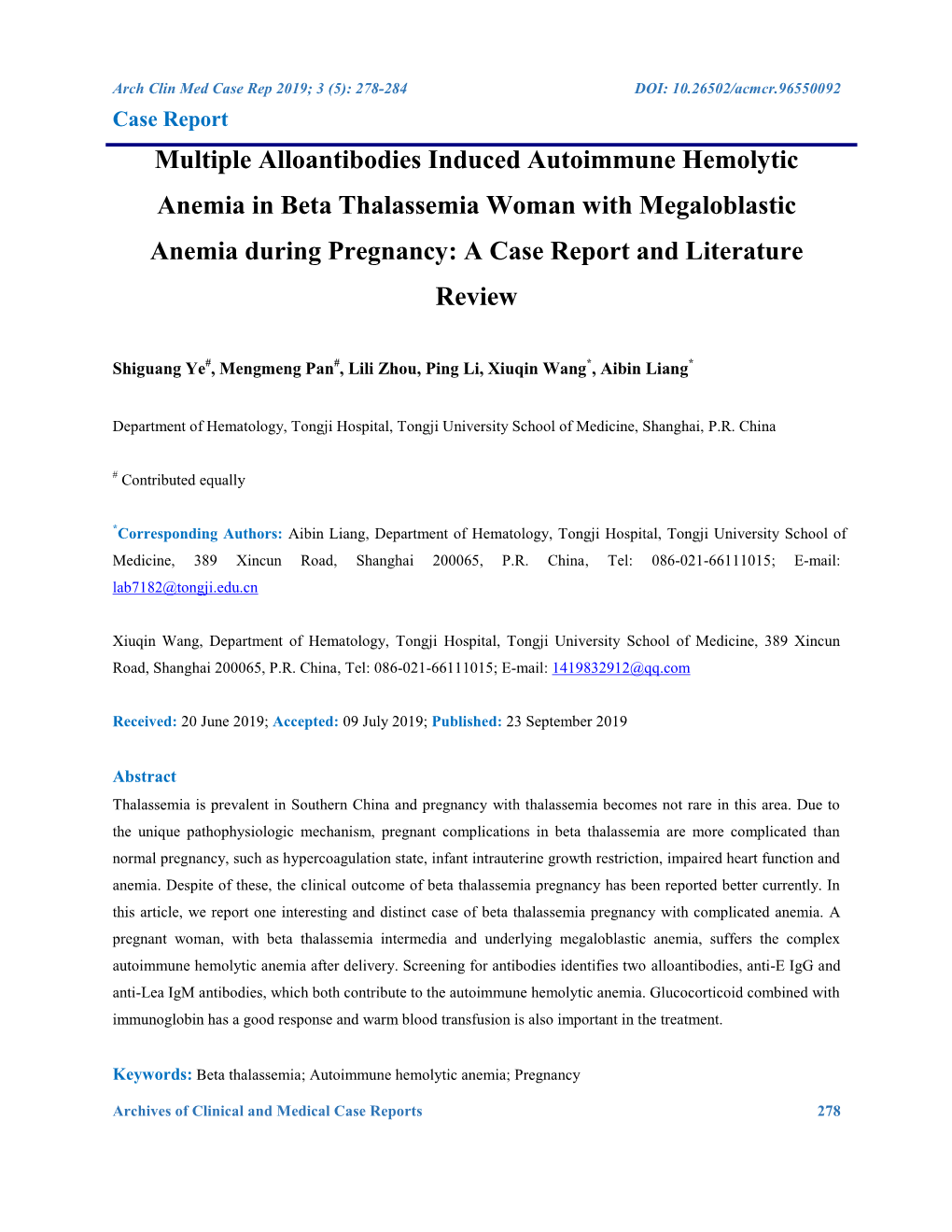 Multiple Alloantibodies Induced Autoimmune Hemolytic Anemia in Beta Thalassemia Woman with Megaloblastic Anemia During Pregnancy: a Case Report and Literature Review