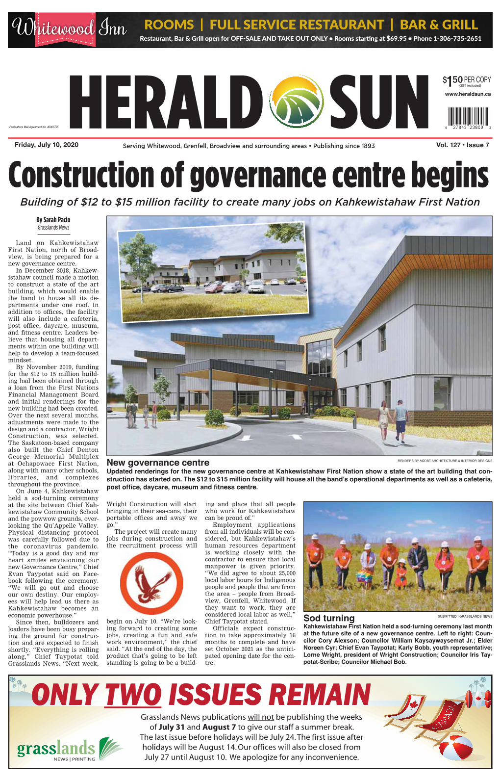 Construction of Governance Centre Begins Building of $12 to $15 Million Facility to Create Many Jobs on Kahkewistahaw First Nation