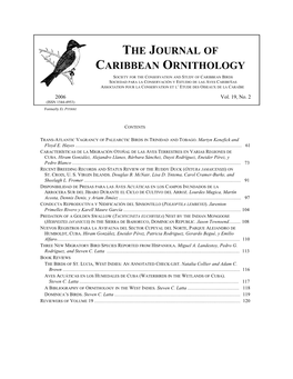 The Journal of Caribbean Ornithology