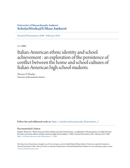 Italian-American Ethnic Identity and School Achievement