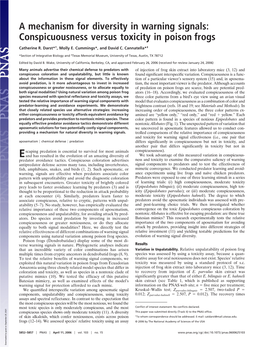 A Mechanism for Diversity in Warning Signals: Conspicuousness Versus Toxicity in Poison Frogs