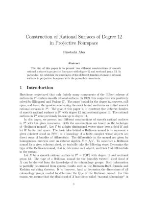 Construction of Rational Surfaces of Degree 12 in Projective Fourspace
