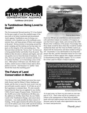 Is Tumbledown Being Loved to Death? the Future of Land