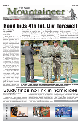 Hood Bids 4Th Inf. Div. Farewell Story and Photo by Germany, Macedonia, Iraq and the University of Michigan