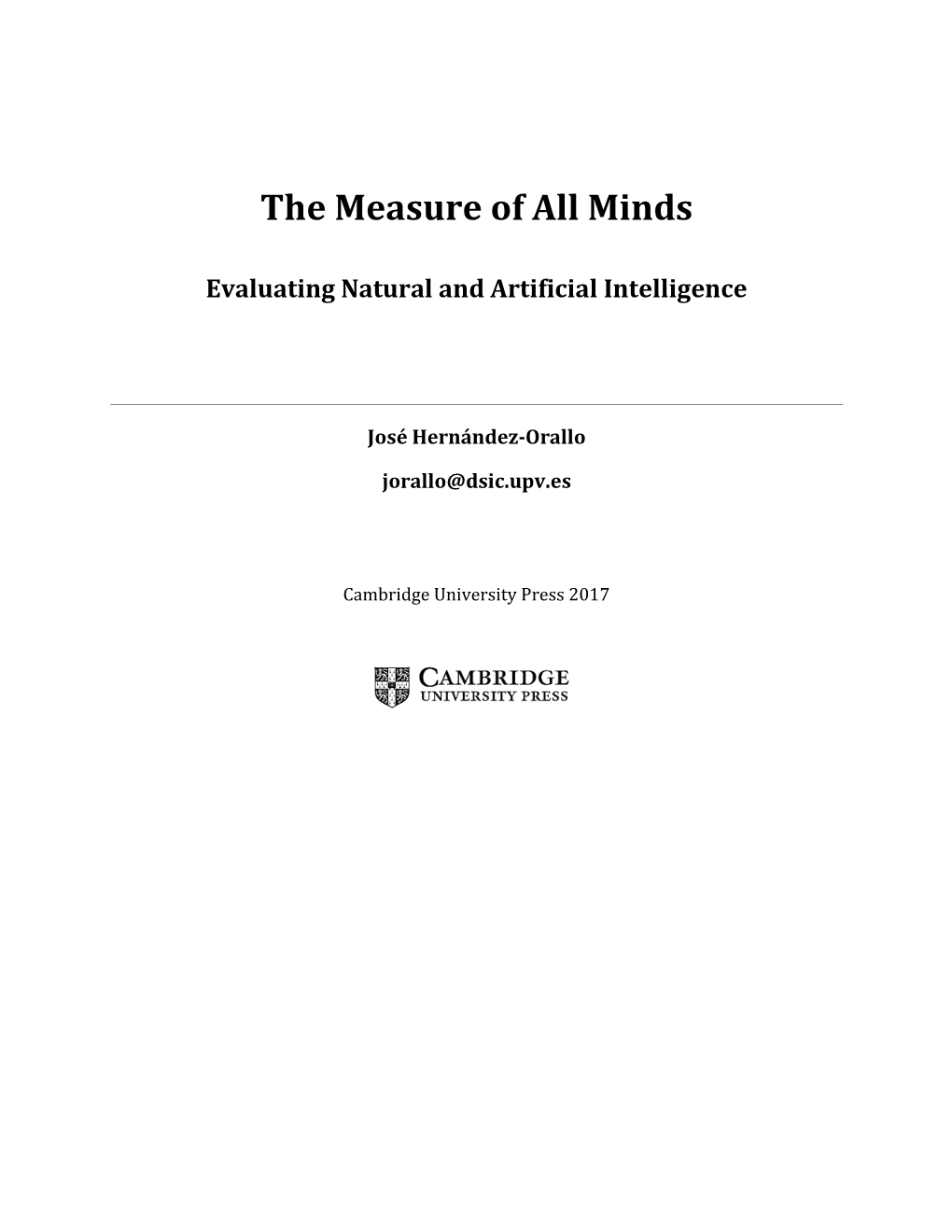 The Measure of All Minds: Evaluating Natural and Artificial Intelligence