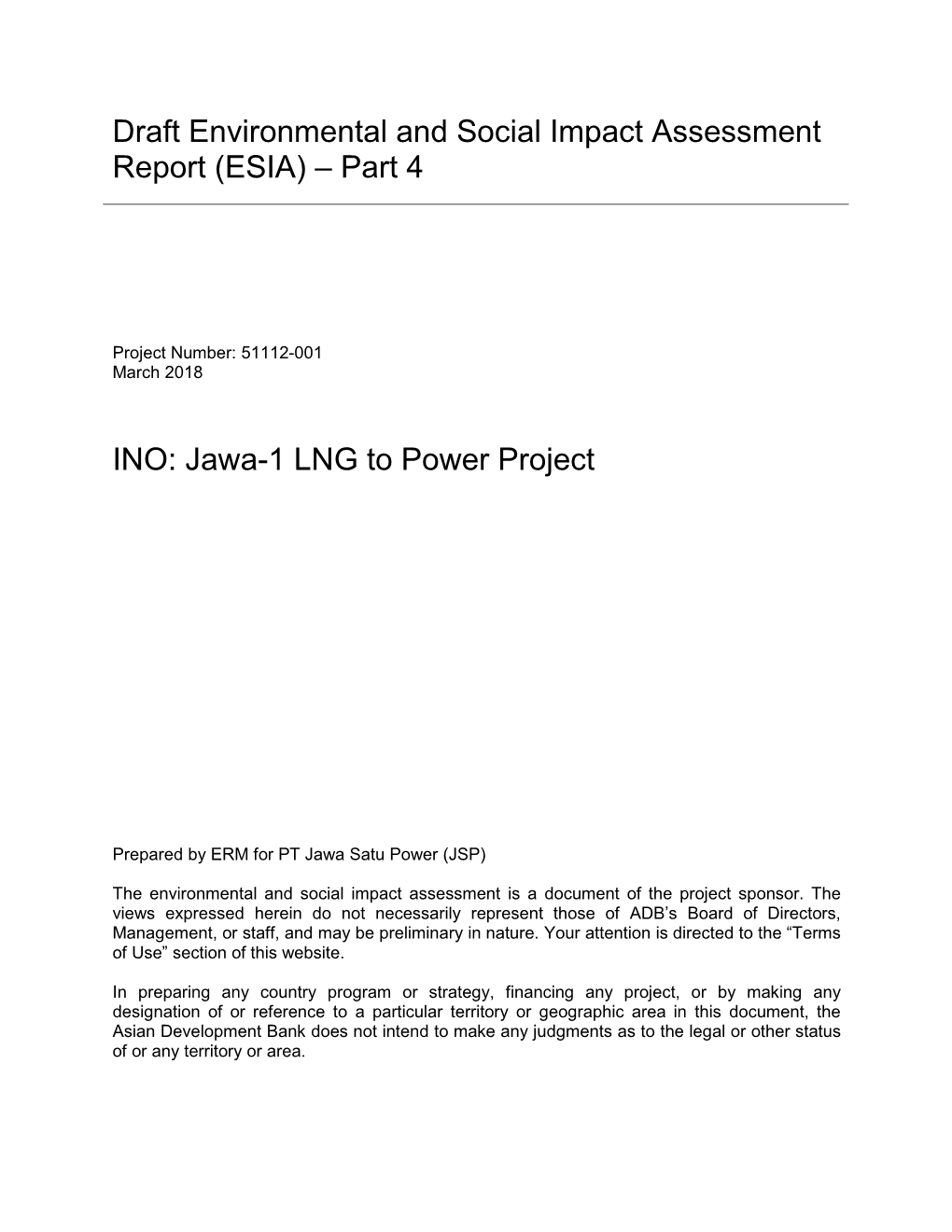 (ESIA) – Part 4 INO: Jawa-1 LNG to Power Project