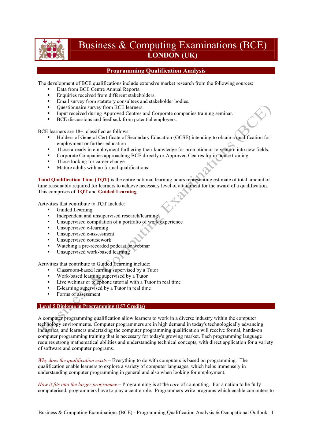 Programming Qualification Analysis