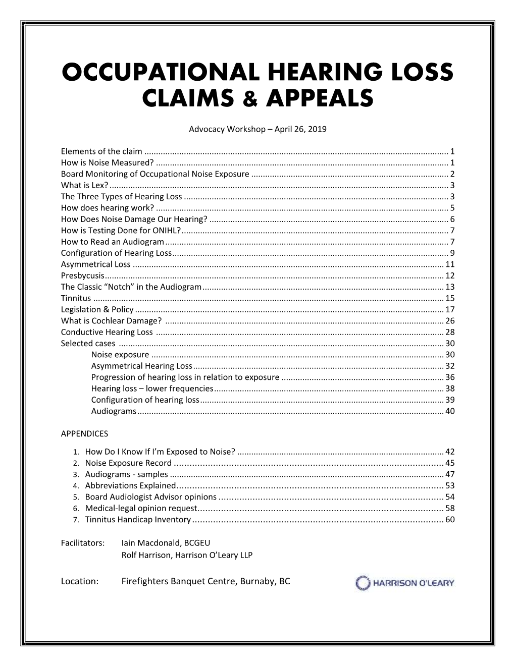 Occupational Hearing Loss Claims & Appeals