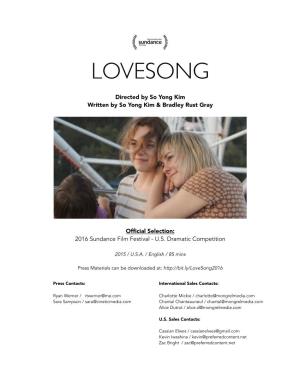 LOVESONG Press Notes
