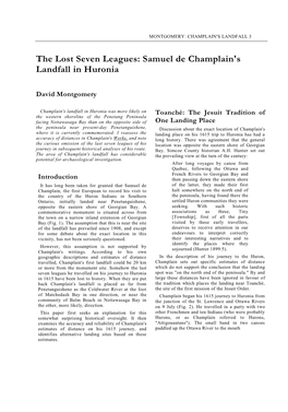 Samuel De Champlain's Landfall in Huronia