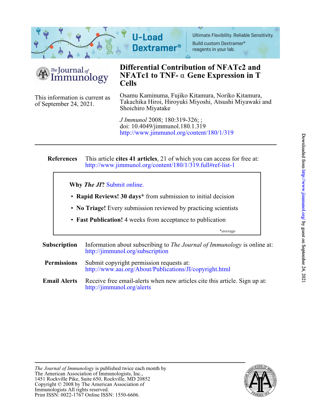 Cells Gene Expression in T Α Nfatc1 to TNF- Differential Contribution Of