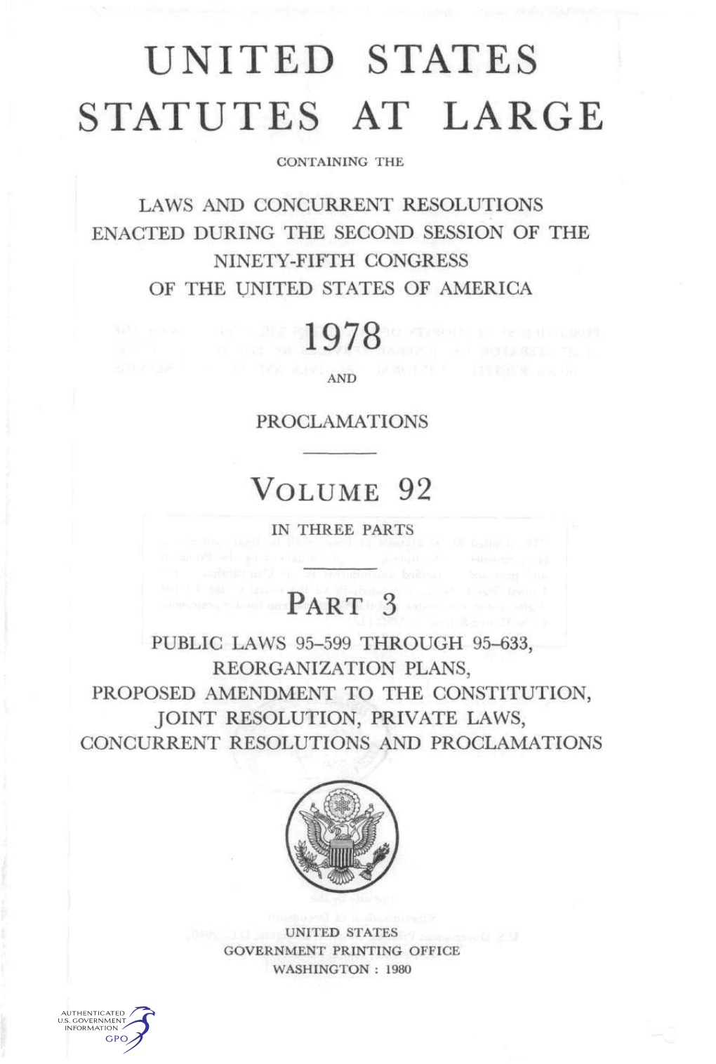 United States Statutes at Large 1978