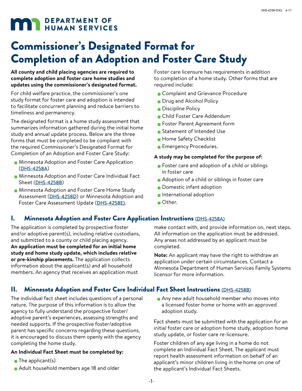 Commissioner's Designated Format for Completion of an Adoption And