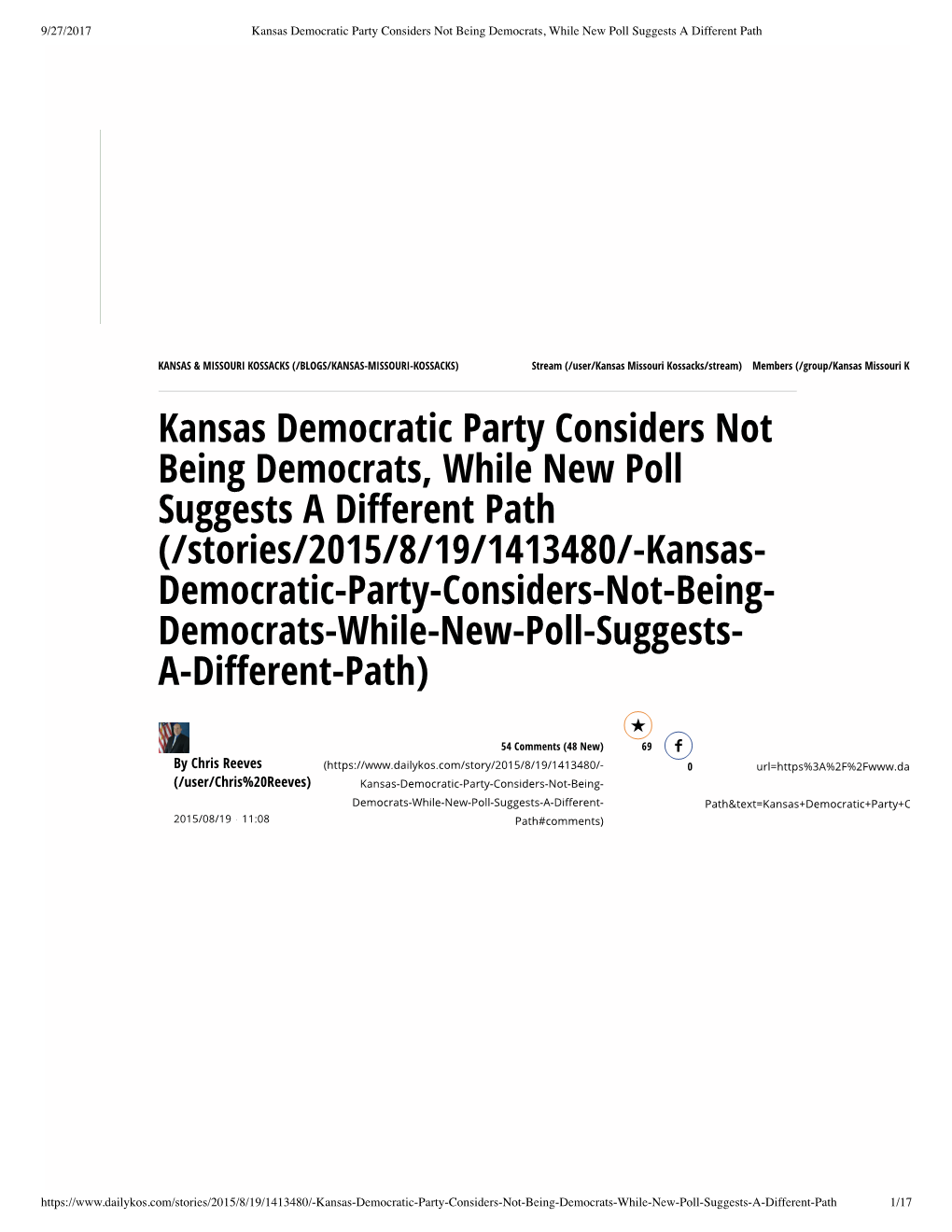 Kansas Democratic Party Considers Not B...Ile New Poll Suggests A