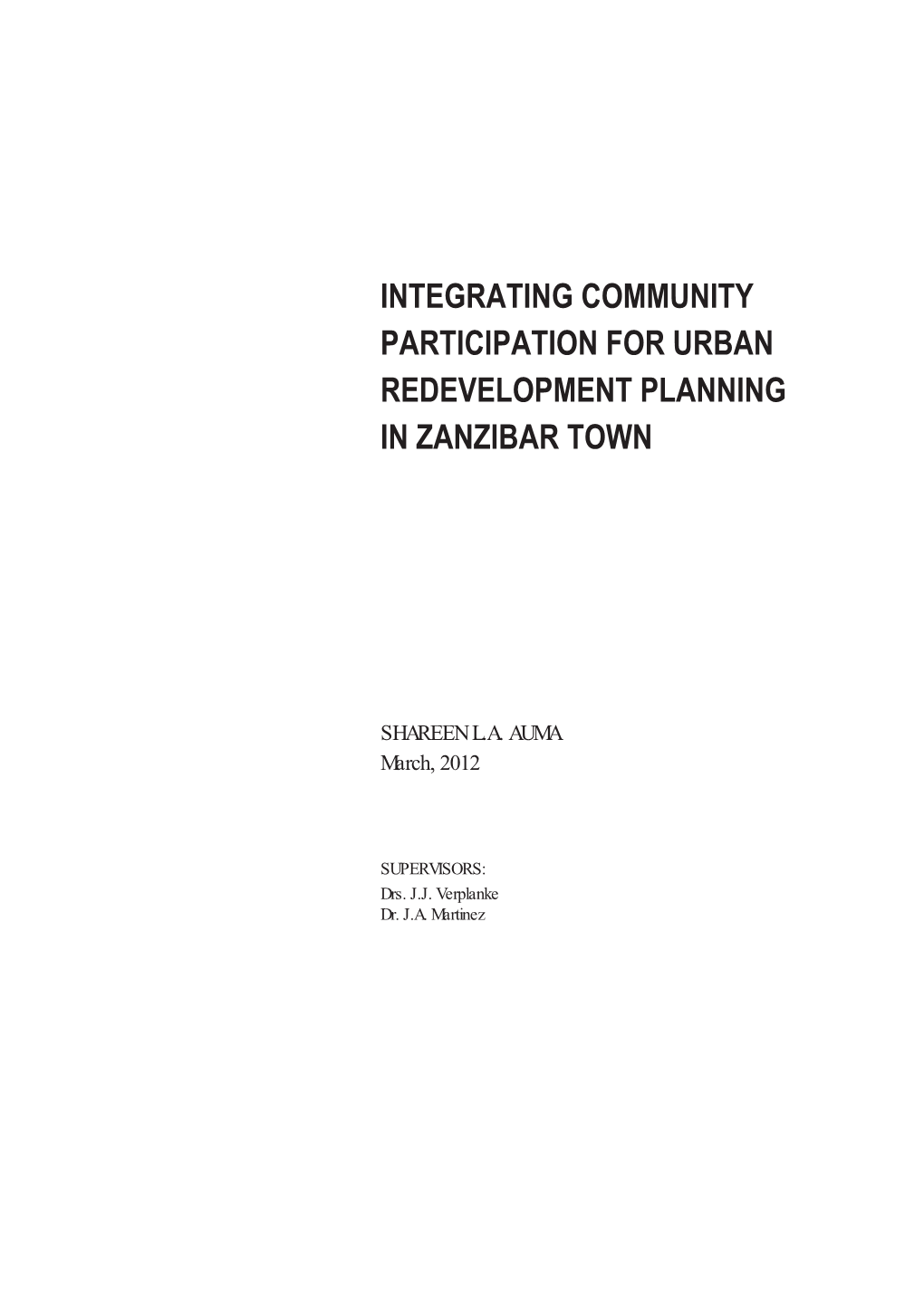 Integrating Community Participation for Urban