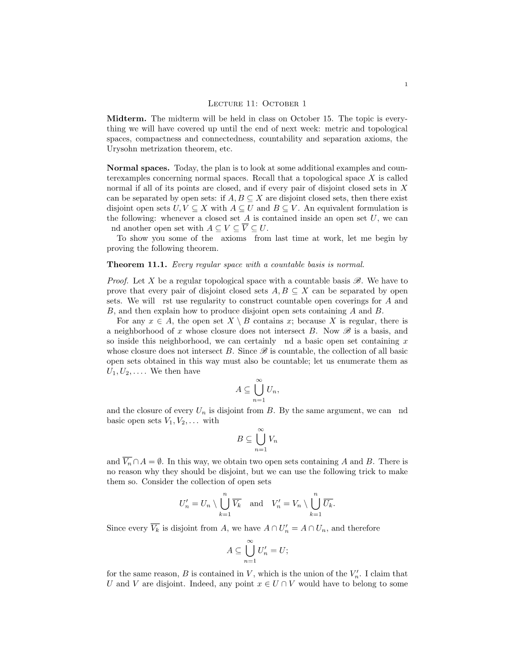 Lecture 11: October 1 Midterm