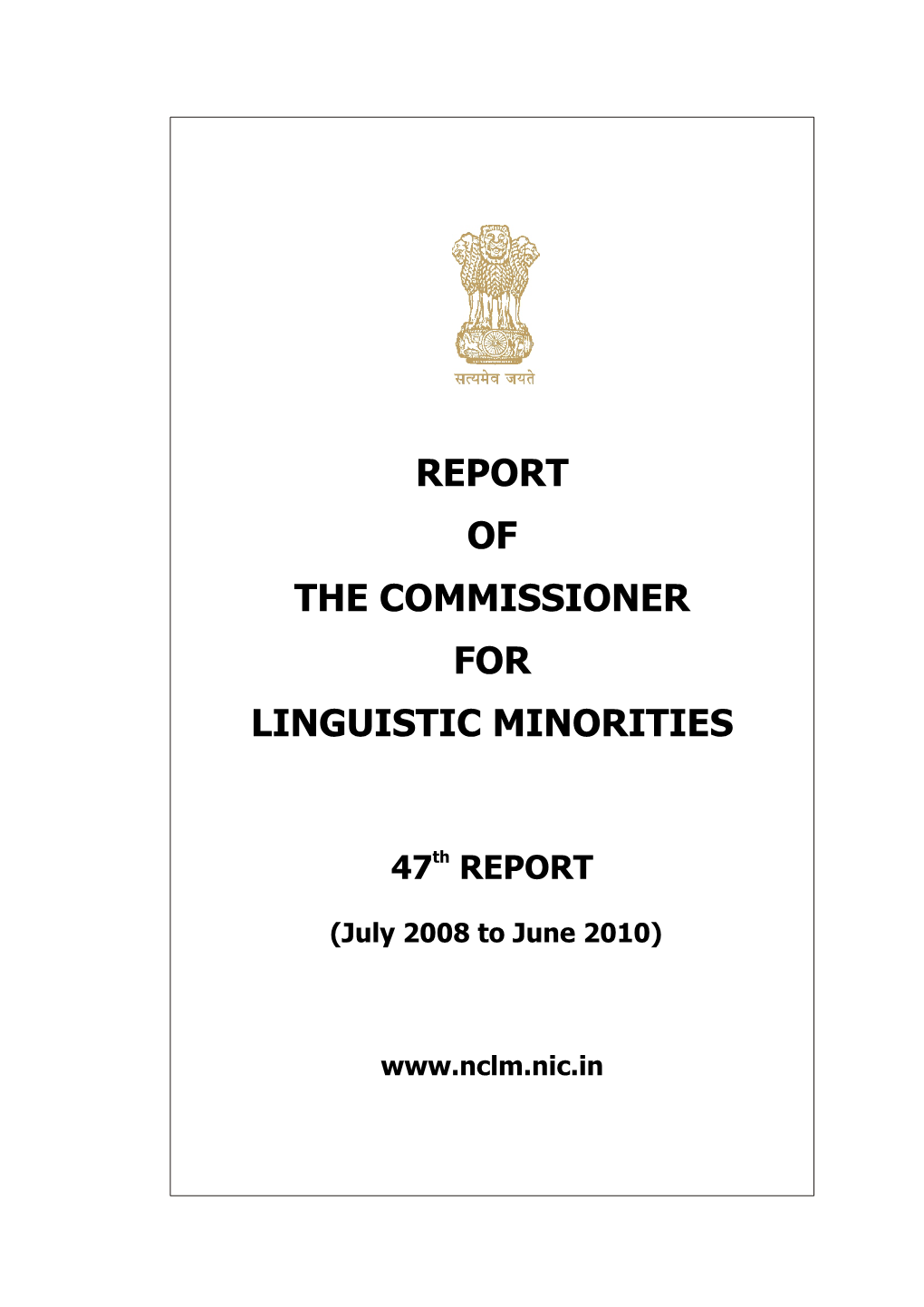 Report of the Commissioner for Linguistic Minorities