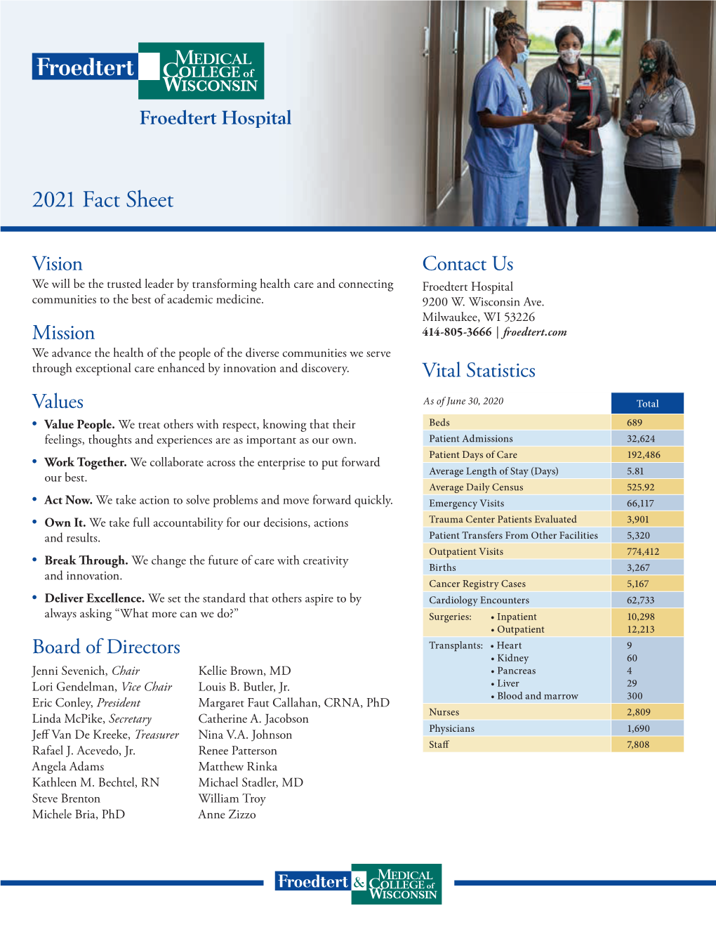 2021 Froedtert Hospital Fact Sheet