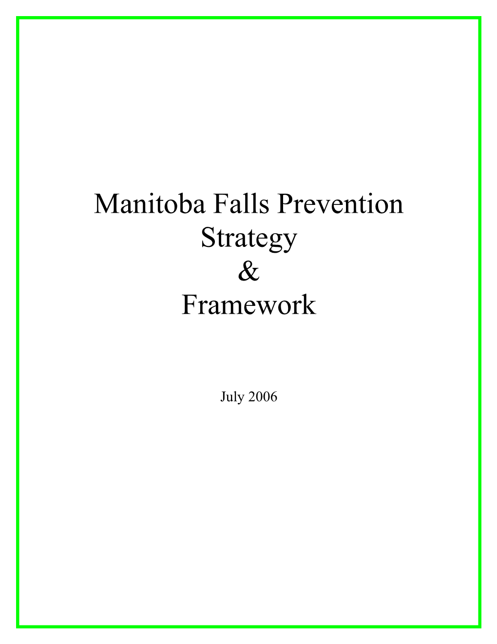 Manitoba Falls Prevention Strategy