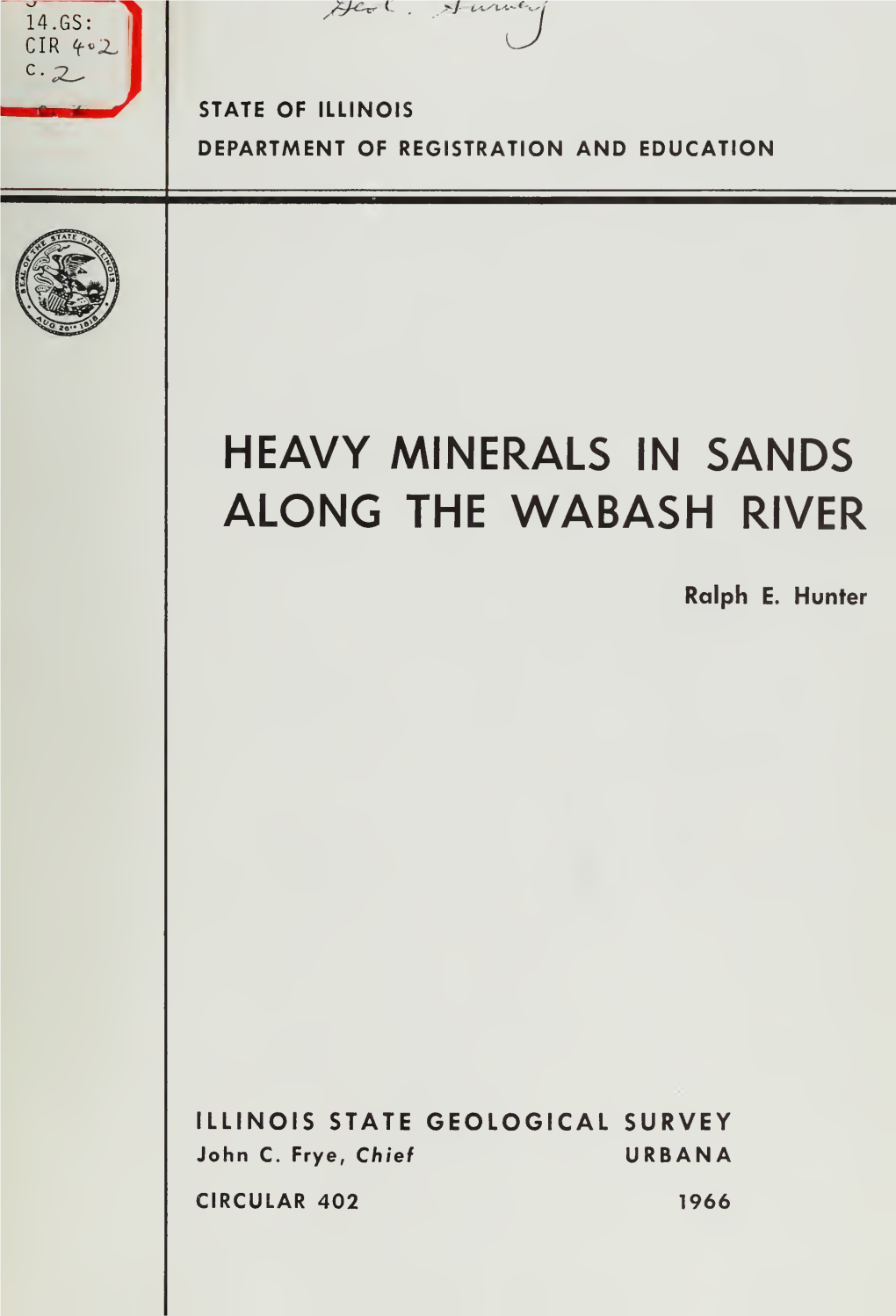 Heavy Minerals in Sands Along the Wabash River