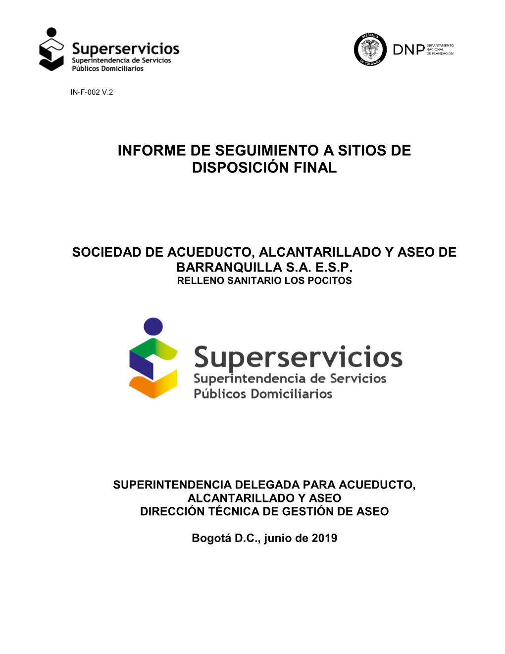 Informe De Seguimiento a Sitios De Disposición Final