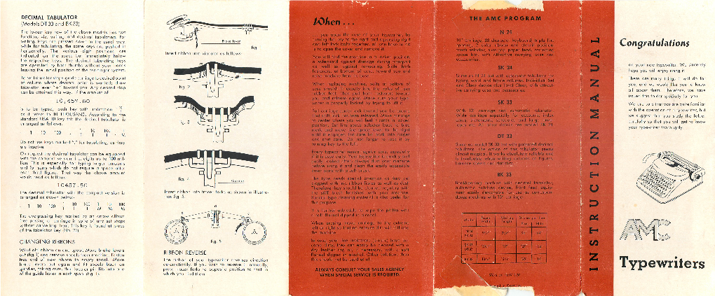 Typewriters ALWAYS CONSULT YOUR SALES AGENCY of the Guide Holes in Each Spool (Fig