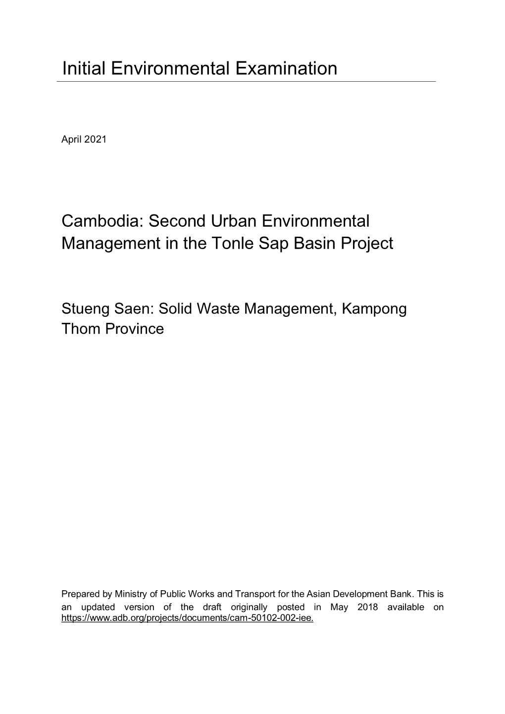 50102-002: Second Urban Environmental Management in The