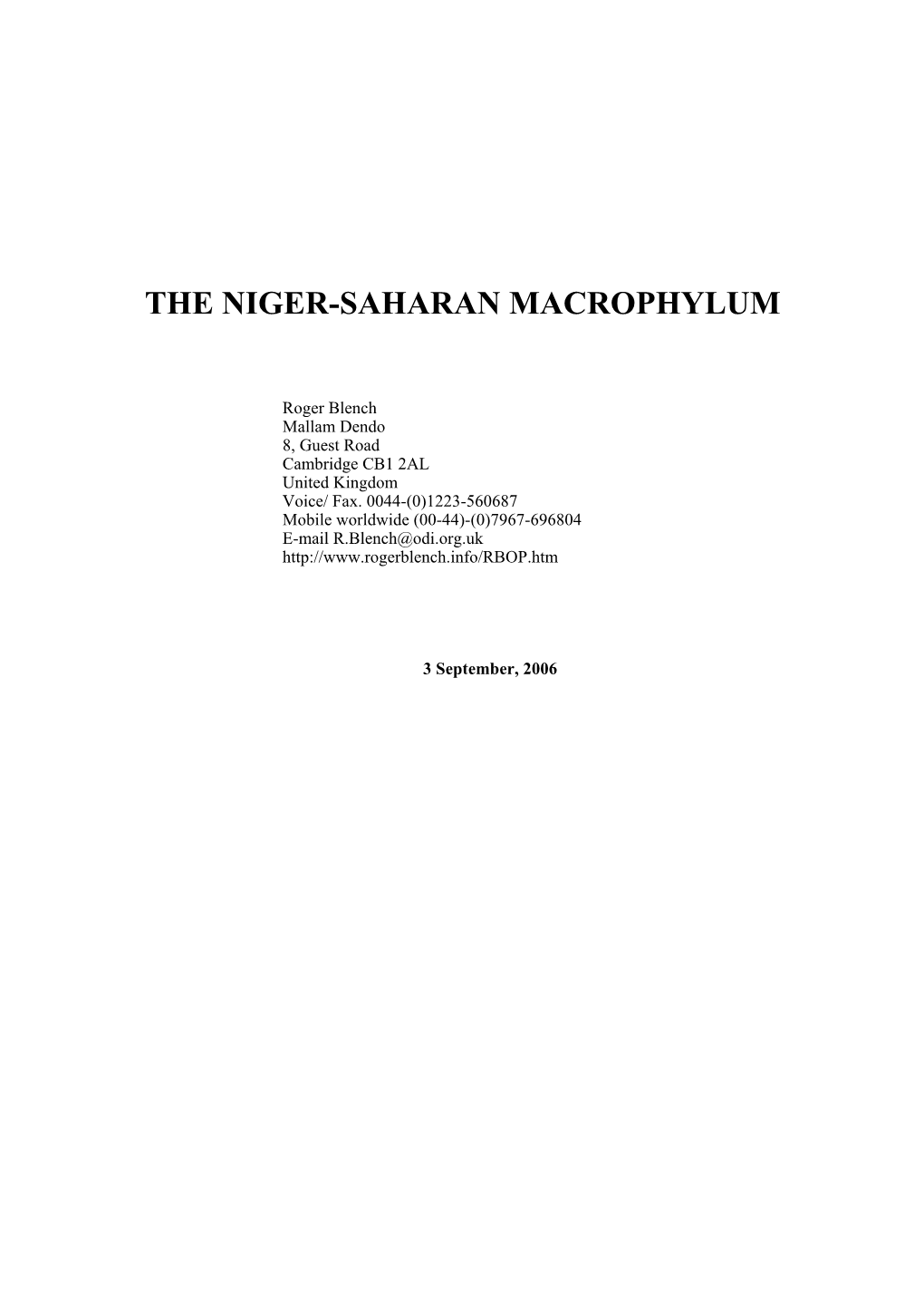 Niger-Saharan Book
