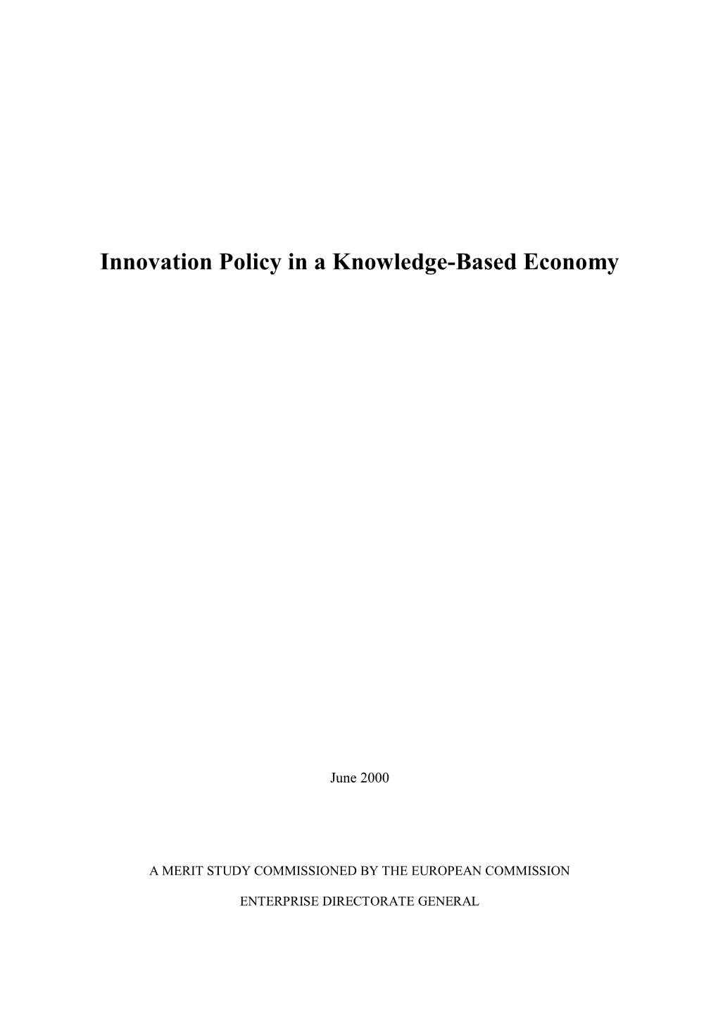 Innovation Policy in a Knowledge-Based Economy