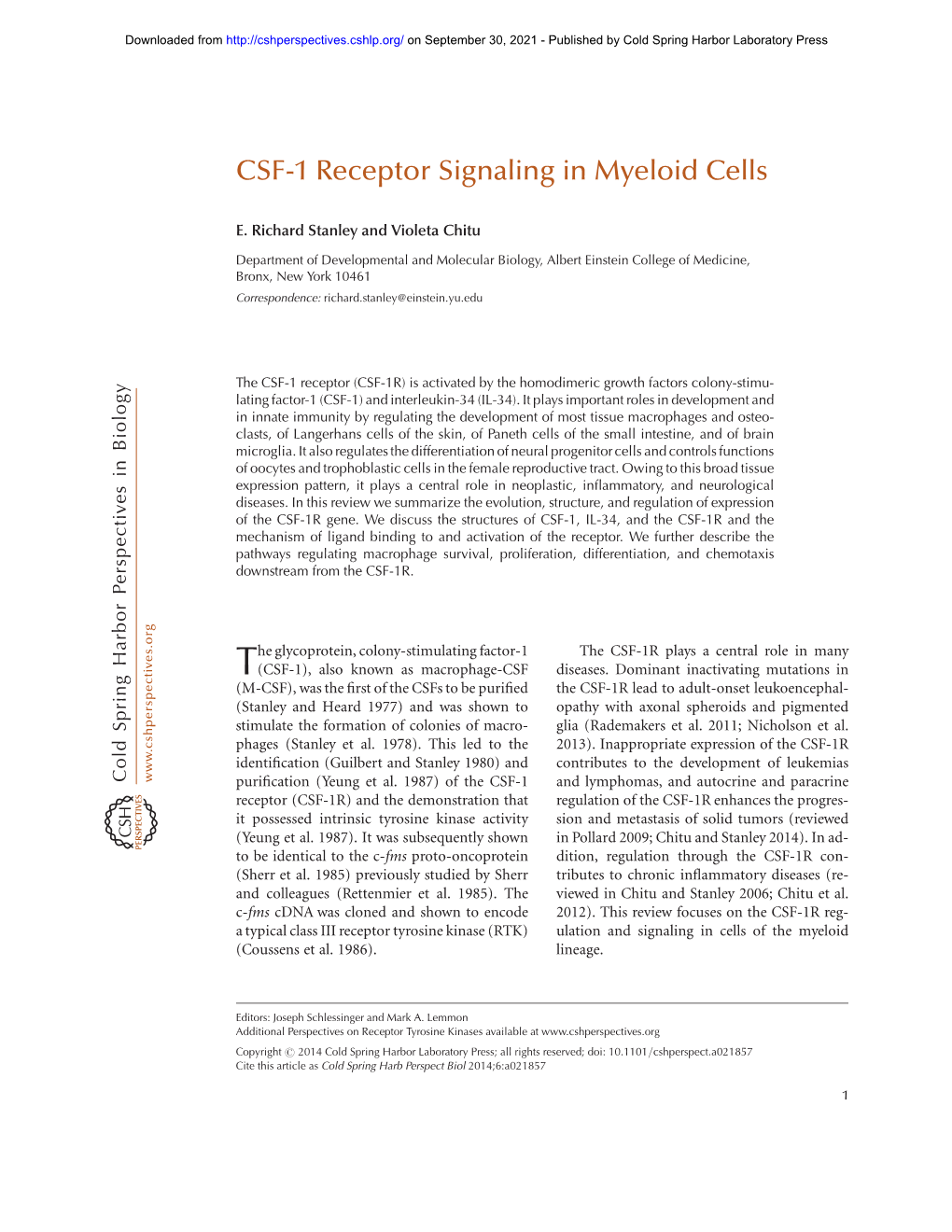 CSF-1 Receptor Signaling in Myeloid Cells