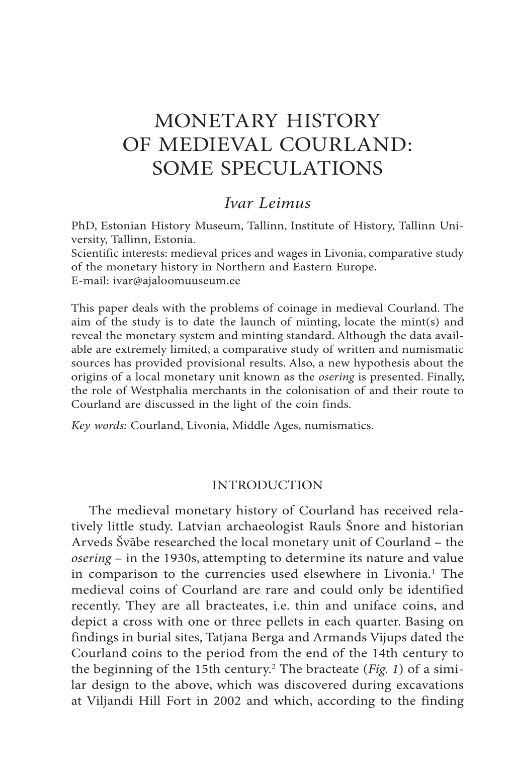 Monetary History of Medieval Courland
