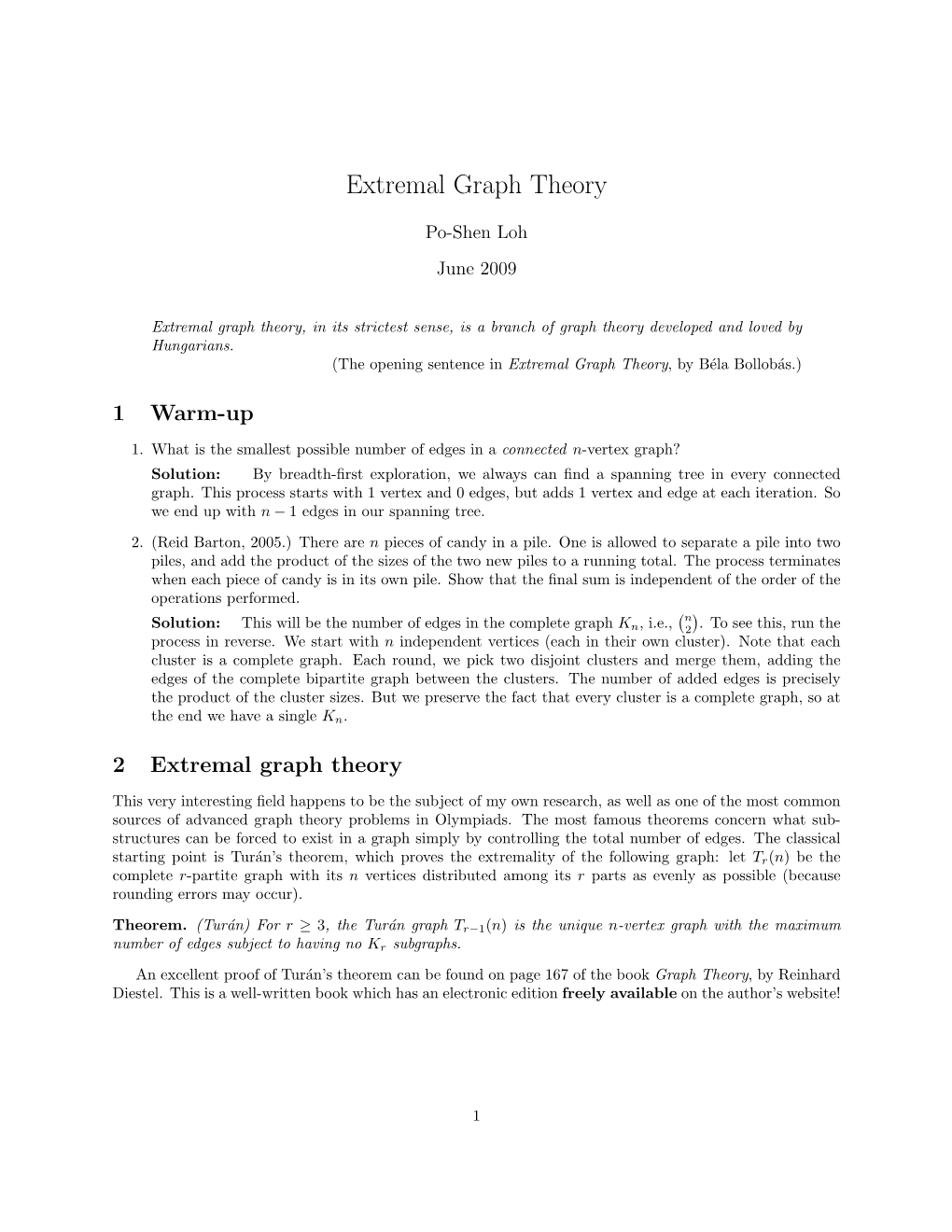 Extremal Graph Theory