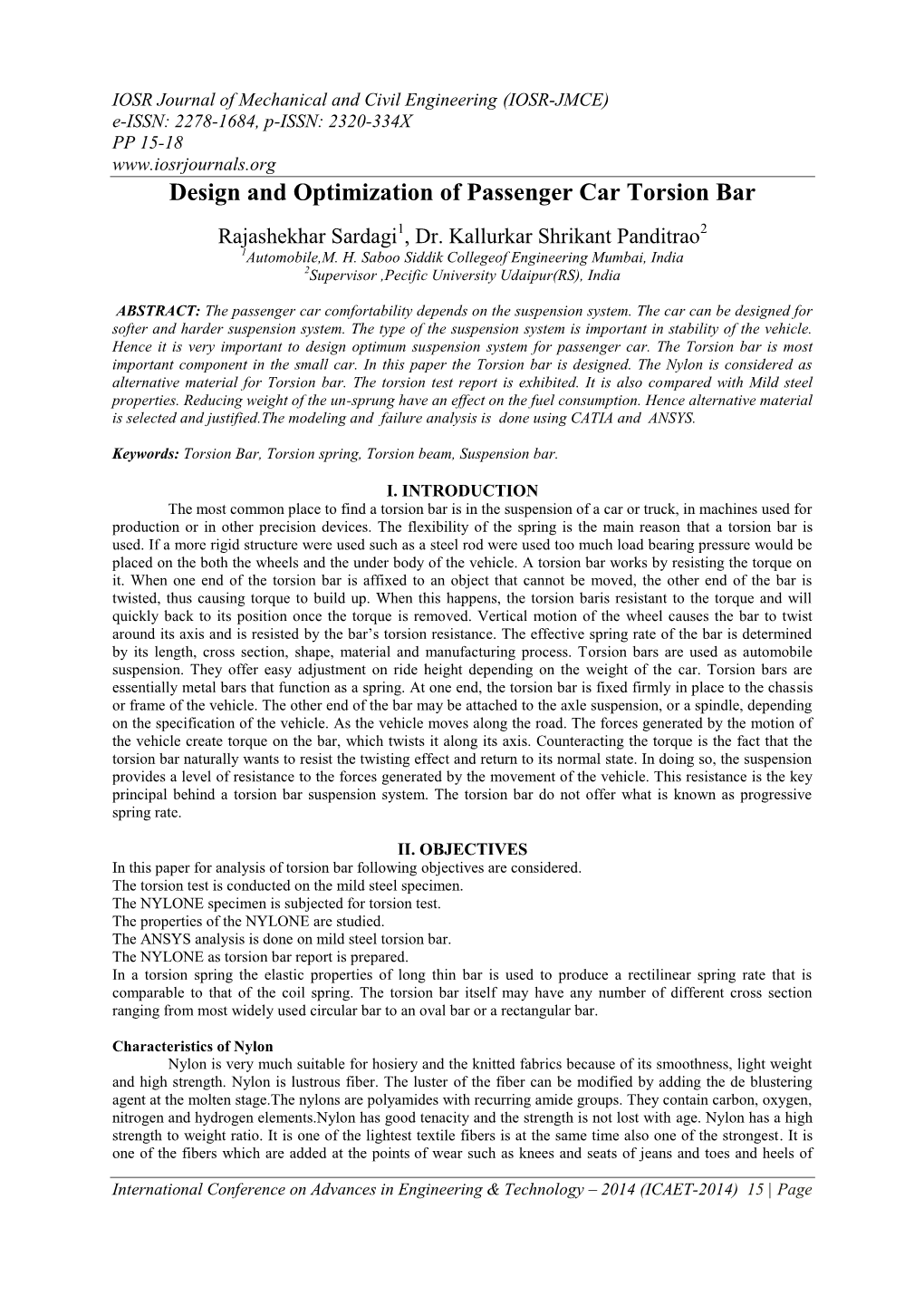 Design and Optimization of Passenger Car Torsion Bar