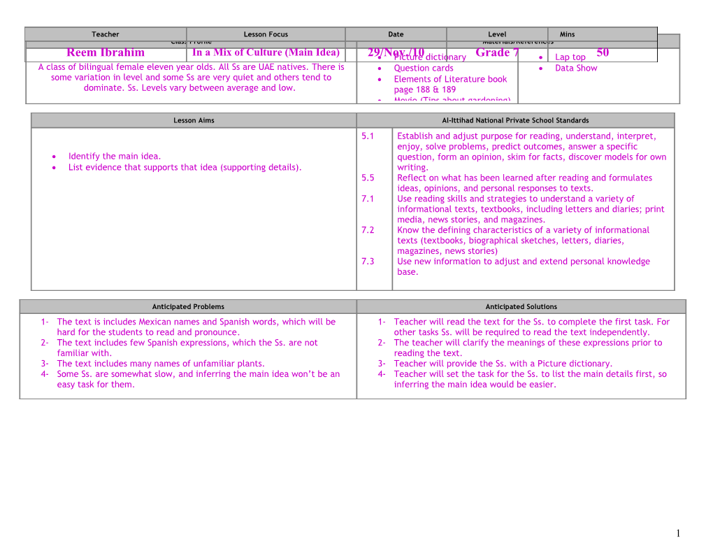 Cambridge Celta Lesson Plan