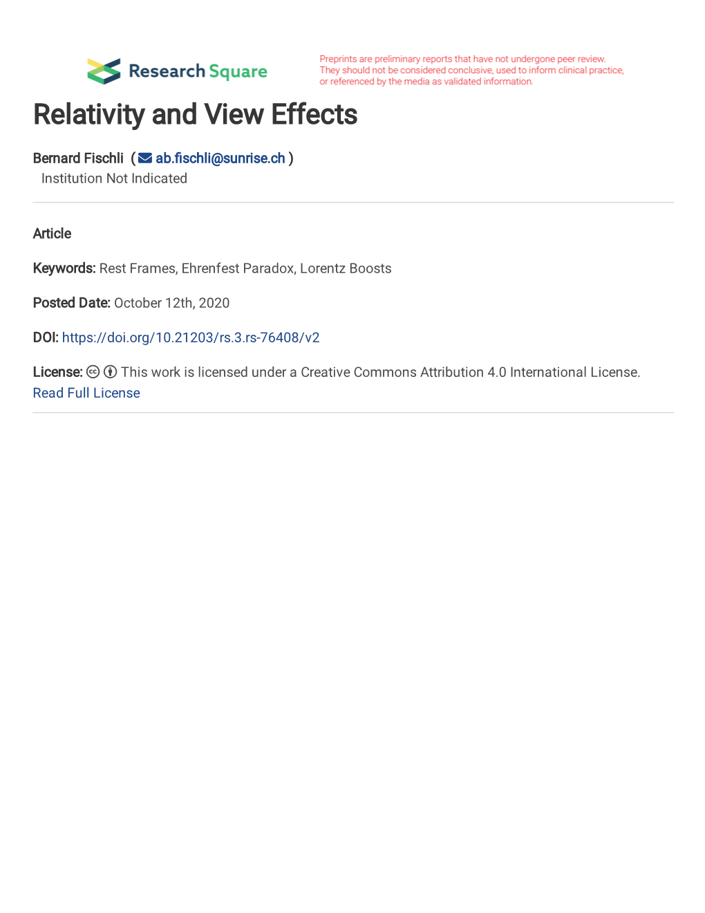 Relativity and View Effects