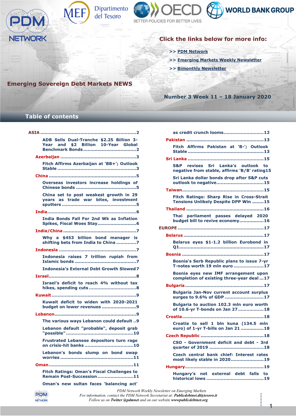 Emerging Sovereign Debt Markets NEWS