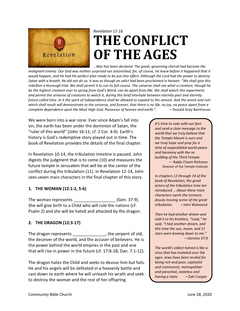 Revelation 11-16 the CONFLICT of the AGES