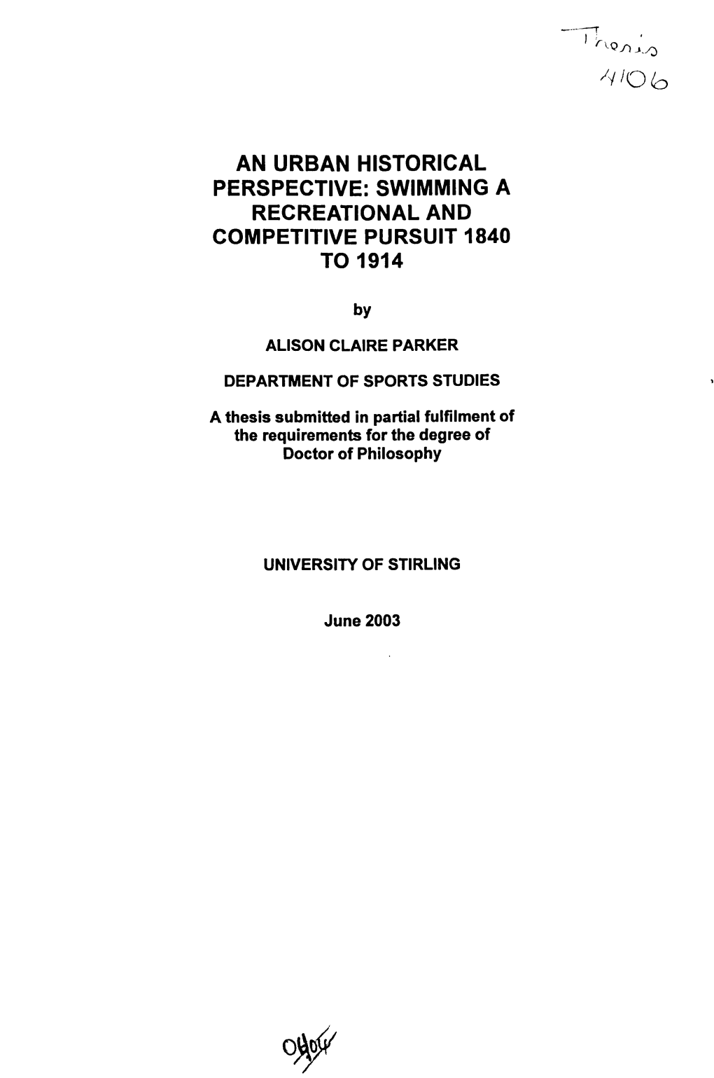 By a Thesis Submitted in Partial Fulfilment of the Requirements for The