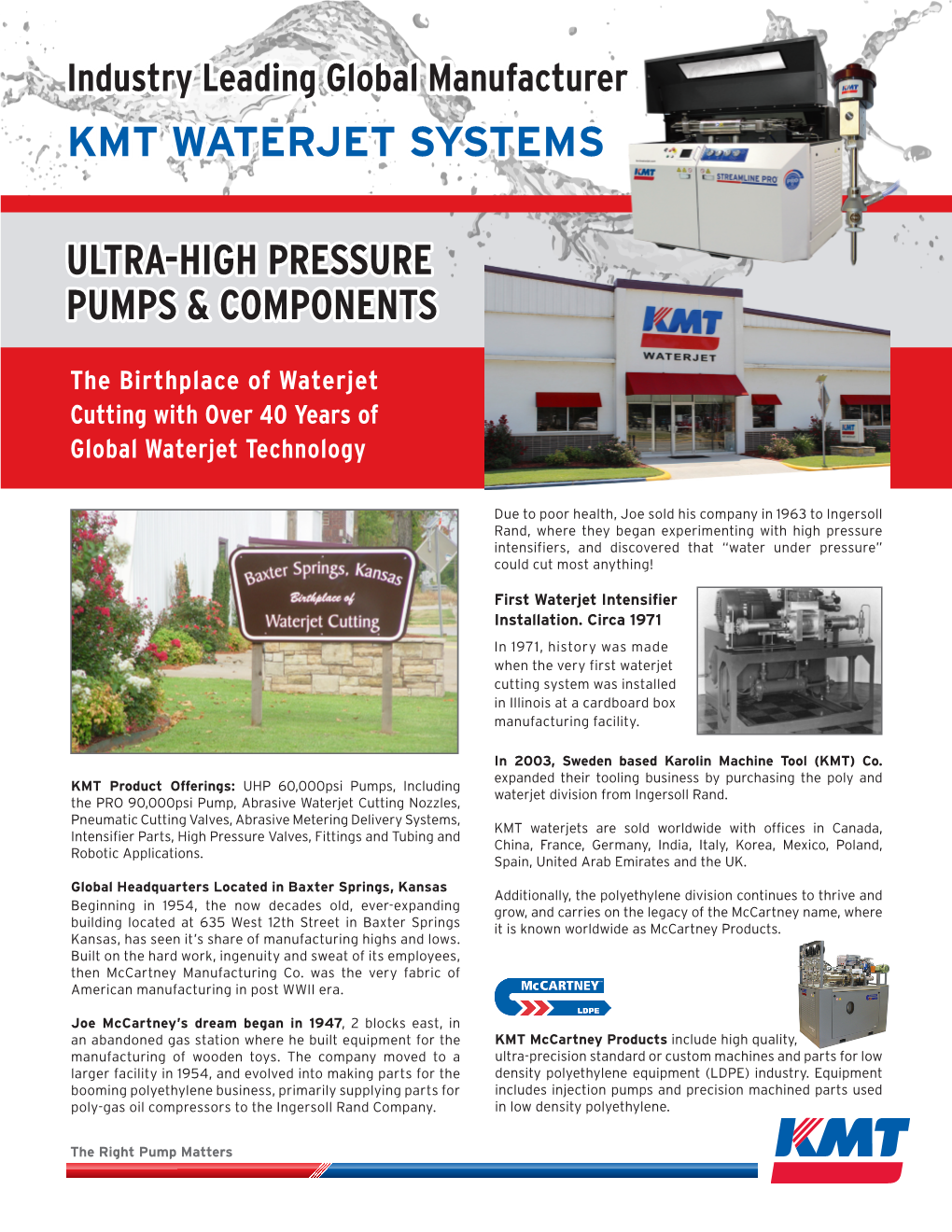 Ultra-High Pressure Pumps & Components Kmt Waterjet Systems