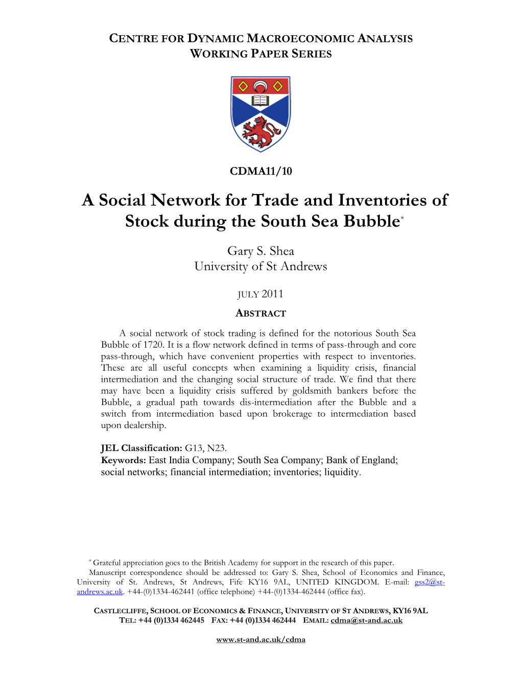 East India Company Shareholders and the South Sea Bubble