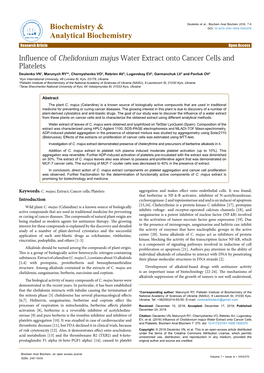 Influence of Chelidonium Majus Water Extract Onto Cancer Cells And