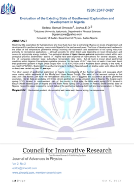 Council for Innovative Research Peer Review Research Publishing System Journal of Advances in Physics