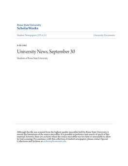 University News, September 30 Students of Boise State University