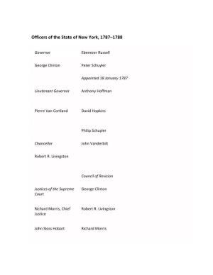 Officers of the State of New York, 1787–1788