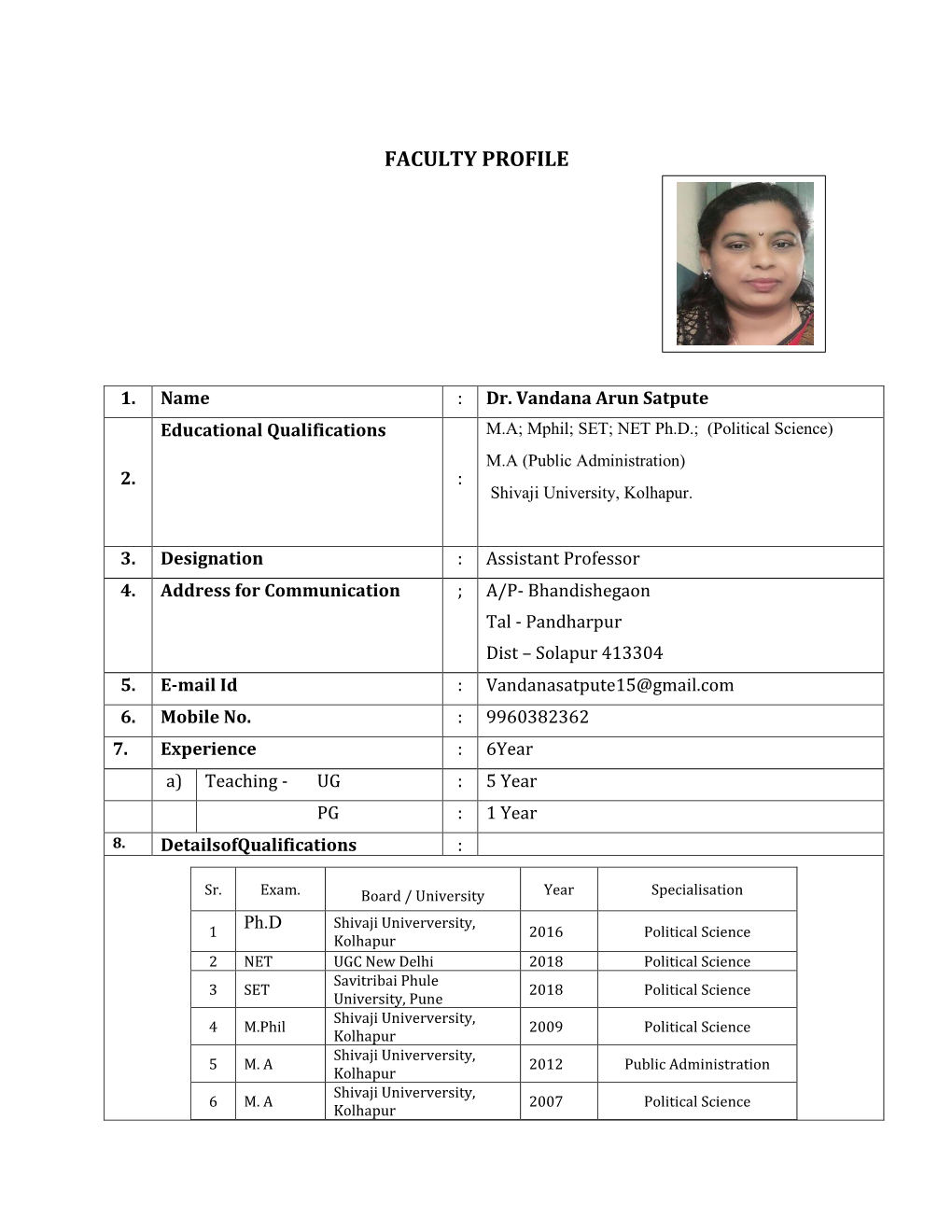 Faculty Profile