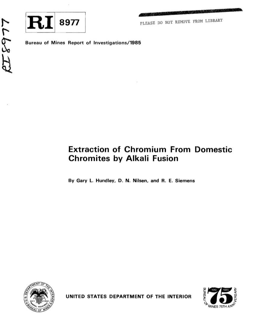 Extraction of Chromium from Domestic Chromites by Alkali Fusion