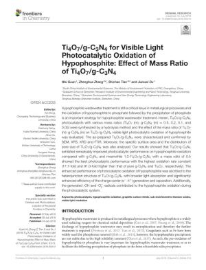 Ti4o7/G-C3N4 for Visible Light Photocatalytic Oxidation of Hypophosphite: Effect of Mass Ratio of Ti4o7/G-C3N4